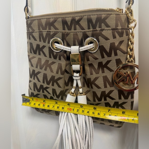 Michael Kors Brown Logo Crossbody with White Tassel and Gold Charm - NWOT - Picture 6 of 6